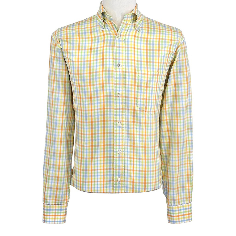 Quiet Luxury Paul & Shark Button Down Shirt Men L Plaid Italian Cotton